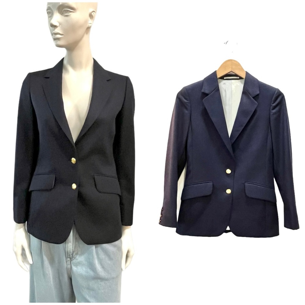 Vintage Aquascutum London Navy Blue Wool Blazer - Picture 2 of 15